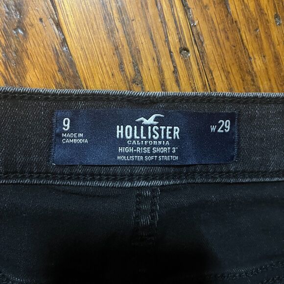 Hollister Ultra High-Rise 3" Soft Stretch Short Size 9/W29 Black Denim Cutoff - Picture 2 of 9